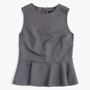 J. Crew Super 120s Wool Peplum Top in Grey (New)